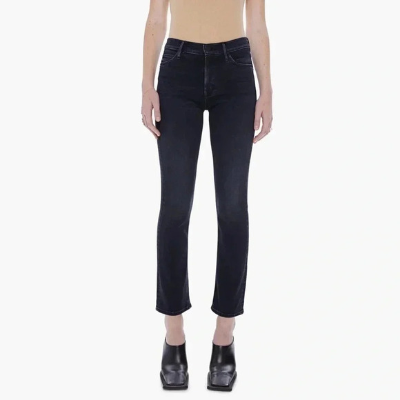 New MOTHER The Mid Rise Dazzler Ankle Jeans Straight Leg Denim in Deep End Black - Picture 1 of 16